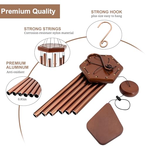 Small Bronze Wind Chimes - 28 Inch Outdoor Tuned Melody, Sympathy Gift for Mom/Housewarming, Outside Decoration - size: 28"CP