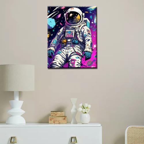Tucocoo Graffiti Astronaut DIY Paint by Numbers for Adults Outer Space Astronaut DIY Digital Oil Painting Acrylic Paint Graffiti Painting Kits Canvas Pop Art Decor 16x20 Inch （Without Frame ） - color: Astronaut 03, size: 16''x20''(Frameless)