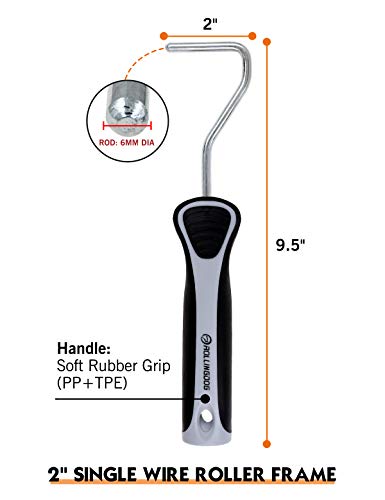 ROLLINGDOG 2 Inch Small Paint Roller Frame Single Rod | Use with 2 inch Mini Paint Roller Covers for Smooth Cutting in and Detail Painting - color: 2" Roller Frame