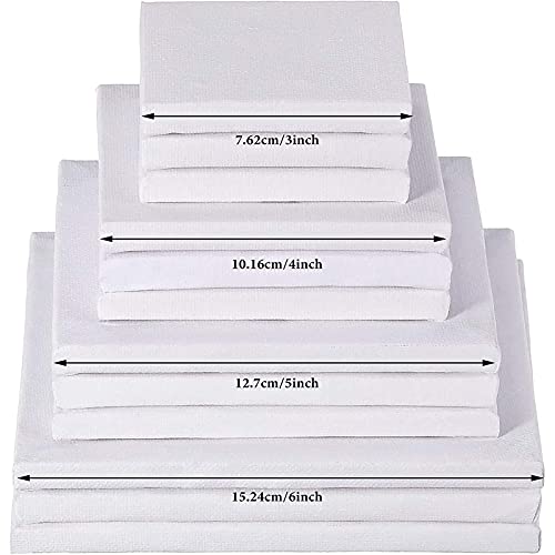12 Pcs Mini Stretched Canvas for Painting, 3/4/5/6 Inch Blank Profile Square Painting Canvas Small Professional Paint Canva for Kids and Art Supplies for Acrylics, Oils - size: 3 Inches, 4 Inches, 5 Inches, 6 Inches