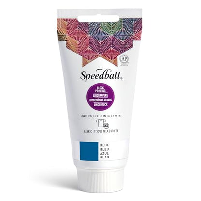 Speedball Fabric Block Printing Ink, 2.5-Ounce, Blue - Print on Textiles & Paper - Made in USA - color: Blue, size: 2.5 fl oz