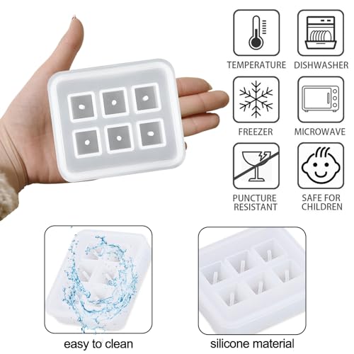 Small Cube Resin Molds, Cube Silicone Molds for Jewelry Making, Square Bead Molds with Hole, 2-Pack, for Earrings and Bracelets - color: Square Resin Molds ZH371