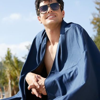 Rainleaf Microfiber Towel Quick Dry Camping & Travel & Gym Towel. Compact - color: Navy Blue, size: 48.00" x 24.00"