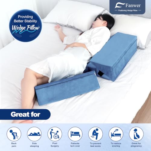 Fanwer Positioning Wedge Pillow for Side Sleeping (3 in 1),19.69",LightBlue - color: Light Blue, size: 19.69in