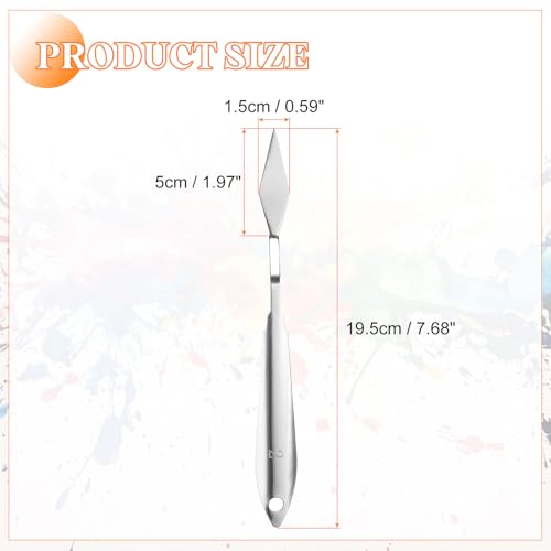 HARFINGTON Palette Knife Painting Tool 7.68" Stainless Steel Small Pointed | Spatula Painting Pallet Knives, with Hole Design, for Acrylic Canvas, Silver