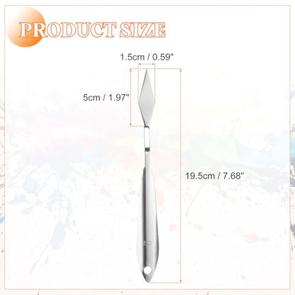 HARFINGTON Palette Knife Painting Tool 7.68" Stainless Steel Small Pointed | Spatula Painting Pallet Knives, with Hole Design, for Acrylic Canvas, Silver
