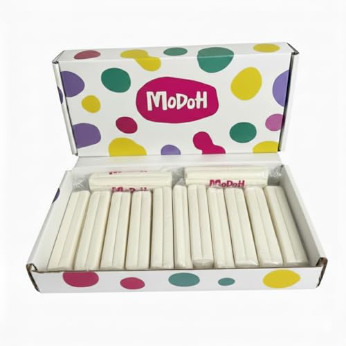 White Plasticine Clay 16-Pack, Reusable, Non-Toxic & Sulfur-Free | Ages 3+, gluten-free, non-drying & no bake—easy to share and store, great for kids, classrooms, group activities & sculpting. - color: White, size: 1.75 lbs