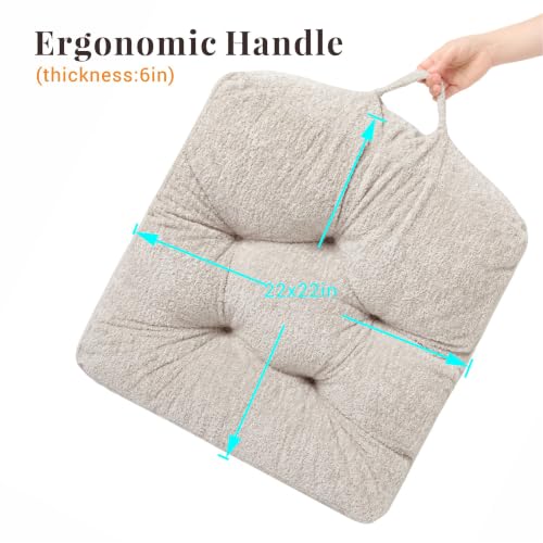Floor Pillow, Large Meditation Sitting Cushion with Handle | for Tatami, Living Room, Yoga Use for Adults and Kids (1, Square, Cream, 22" x 22" x 6") - color: Square, Cream