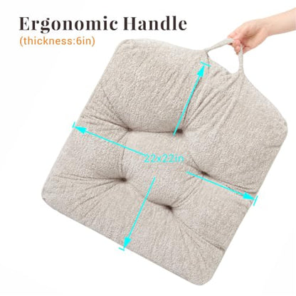Floor Pillow, Large Meditation Sitting Cushion with Handle | for Tatami, Living Room, Yoga Use for Adults and Kids (1, Square, Cream, 22" x 22" x 6") - color: Square, Cream