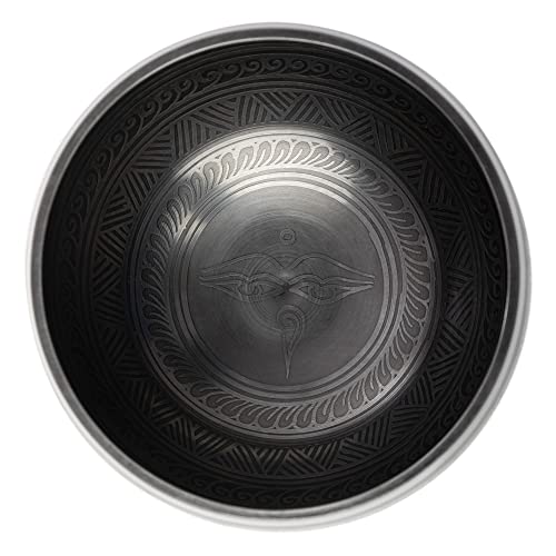 Tibetan Singing Bowl Set - Easy To Play Authentic Handcrafted For Meditation Sound Chakra Yoga Healing 4 Inches By Himalayan Bazaar (Black & Orange) - color: Black - Orange