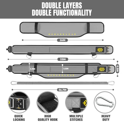 MANUEKLEAR 2-in-1 Weightlifting Belt & Dip Belt with 36.7 IN Rope, Double-Layer Weight Lifting Belts, Powerlifting Gym Weighted Belt for Pull Up Squat - color: Sleek Grey, size: M(30-33in)