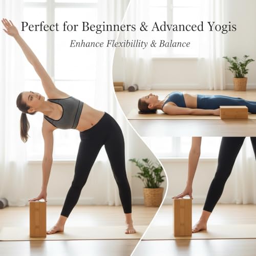SUPVOX Natural Bamboo Block - Lightweight Yoga Brick for Stability, Stretching & Alignment - Smooth, Non-Slip Surface, Easy to Clean
