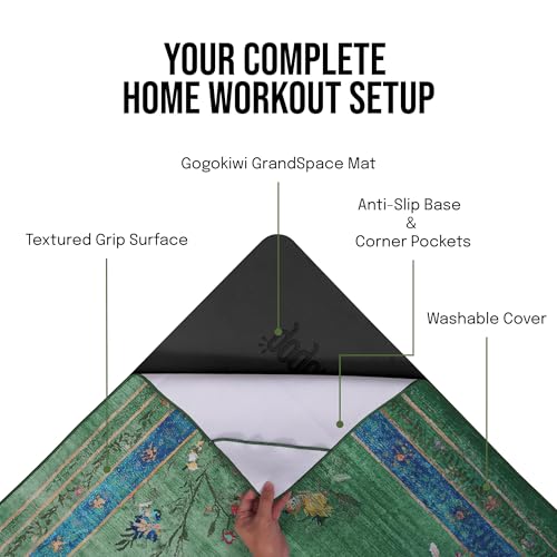 gogoKIWI Hot Yoga Mat Towel for 6 x 4 ft Mats, Eden Green & Blue - color: Eden Green & Blue