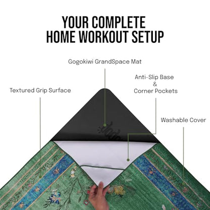 gogoKIWI Hot Yoga Mat Towel for 6 x 4 ft Mats, Eden Green & Blue - color: Eden Green & Blue