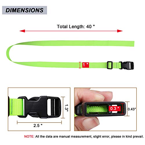 MAGARROW 24" 40" 60" 100" Strap Buckle Packing Straps Adjustable 1-Inch Belt - color: Neon Green (4-Pack), size: 1" Wide - 40" Long