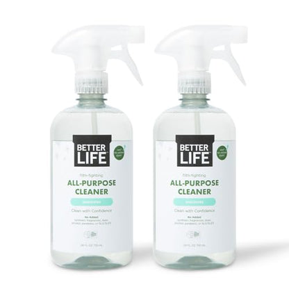 Better Life All Purpose Cleaner - Multipurpose Home and Kitchen Cleaning Spray for Glass, Countertops, Appliances, Upholstery & More - Multi-surface Spray Cleaner - 24oz (Pack of 2) Unscented - size: 24 Fl Oz (Pack of 2)