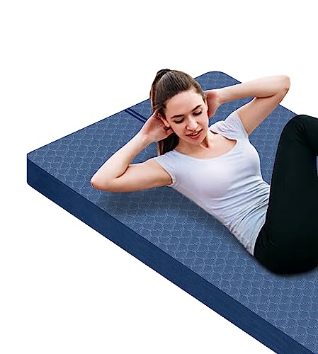 nuveti Large Exercise Mat - 15mm/20mm/30mm Thick Yoga Mat | Workout Mat for Fitness, Yoga, Pilates, Stretching & Floor Exercises for Women & Men with Free Carrying Bag - color: DarkBlue, size: 183X80X20MM