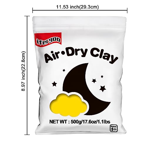 ifergoo 500g Yellow Air Dry Clay, 1.1LBS Foam Magic Modeling Clay for Kids | Refill Foam Magic Clay for School Art & Craft Project, Slime Supplies, Ultra-light & Soft, Gift for Age 3-12 Boys & Girls - color: Yellow/500g