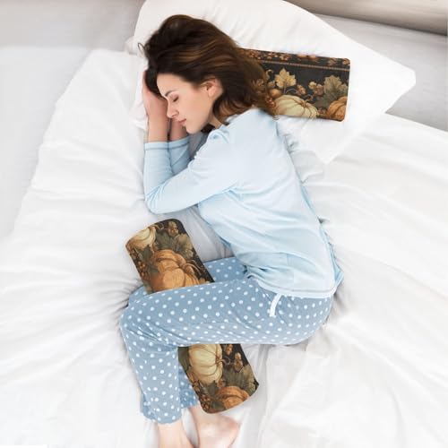 Bolster Pillow Neck Pillow Round Soft Health Memory Foam Pillows Long Cylindrical Body Pillow with Removable Cover Cute Back Yoga Brown Thanksgiving Pumpkins 17" x 5.5" - color: Brown Thanksgiving Pumpkins