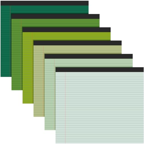 6 Pcs 11" x 9.5" Legal Pads College Ruled Notepad Landscape Notebook Horizontal Lined Notebook 80 Gsm Assorted Colors Paper Pastel Writing Pads for School Office, 40 Sheet (Gradient Green) - color: Gradient Green
