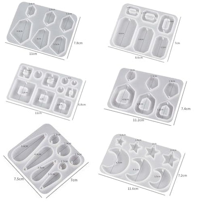 Attuslla 12 PCS Resin Earring Molds Silicone Jewelry Earring Molds Epoxy Resin Molds DIY Craft with Ear Hooks, Jump Rings for DIY Women Earrings, Pendants, Rings, Jewelry Craft Supplies - color: Style F
