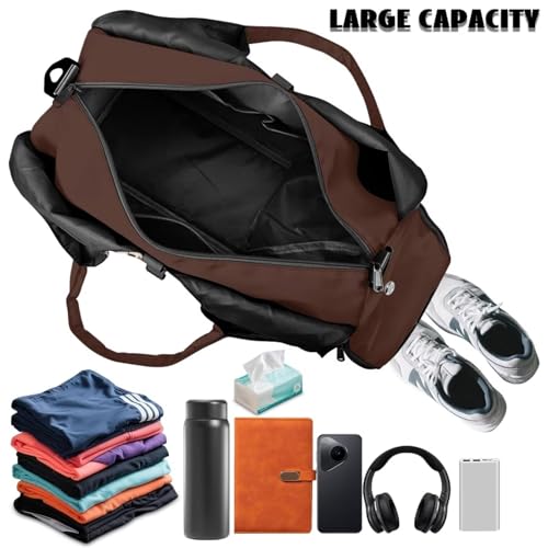 Yoga Gym Bag with Removable Adjustable Shoulder Strap, Shoe Compartment & Top Yoga Mat Holder 17.72x8.66x9.84in - color: Brown Tie-Dye Creative Print
