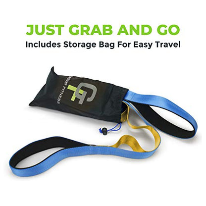 Gradient Fitness Stretching Strap for Physical Therapy, 12 Multi-Loop Stretch Strap 1.5" W x 8' L, Neoprene Handles, Physical Therapy Equipment, Yoga Straps for Stretching, Leg Stretcher. - color: Blue/Gold