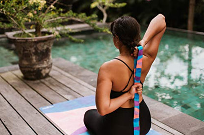 yogadesignlab | The Yoga Strap | Luxurious, Extra Long, Super Soft, Eco Printed | Studio Quality, Adjustable | Safely Stretch Further and Hold Longer | 8 ft Long - color: Mexicana, size: 240cm