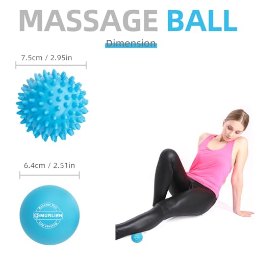 Massage Ball Set, Spiky Ball & Lacrosse Ball for Body Massage, Muscle Relief, Deep Tissue, Myofascial Release, Massager for Neck, Shoulder, Back, Foot or Muscle Tension (Blue) | Muscle Relief, Deep Tissue, Myofascial Release, Massager for Neck, Shoulder,