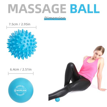 Massage Ball Set, Spiky Ball & Lacrosse Ball for Body Massage, Muscle Relief, Deep Tissue, Myofascial Release, Massager for Neck, Shoulder, Back, Foot or Muscle Tension (Blue) | Muscle Relief, Deep Tissue, Myofascial Release, Massager for Neck, Shoulder,