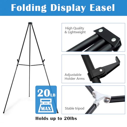 70" Adjustable Aluminum Display Easel Stand, Holds 20 lbs | Versatile Tripod Easel for Artistic Presentations, Lightweight and Sturdy for Art Shows, Exhibitions, and Studios - style: 1 Pack
