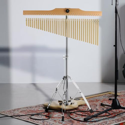 EASTROCK 36 Note Chimes Single-row Bar Chimes Height-Adjustable Stand Gold - color: 36note Gold