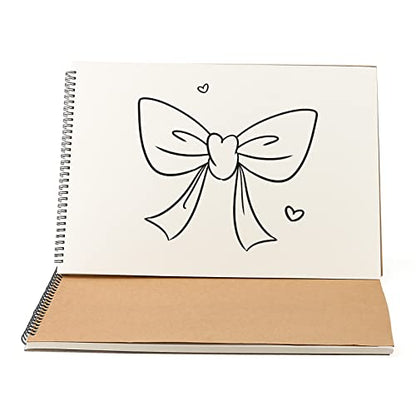 SENJEOK 2 PCS A3 Spiral Bound Drawing Pad, 11.7 x 16.5 Inch Brown Cover Sketchbook, A3 Landscape Sketch Pad for Painting, Doodling, 30 Sheets 60 Pages (Pack of 2) - size: A3 (Pack of 2)