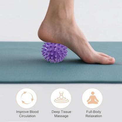 Spiky Massage Balls- 2PCS (Firm and Soft) Muscle Massager Ball for Feet, Back, Neck, Muscles, Foot Arch Trainer, Exercise, Physical Therapy, Hands Massager Roller for Plantar Fasciitis - color: Softpink+hardpurple