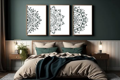 YKW 5 Pack Mandala Stencils for Painting, Large Half Mandala & Breathe Zen Templates - Reusable PET Stencils for Wall, Wood, Fabric & Rock - DIY Craft Stencil for Home Decor Art - style: Mandadl-5