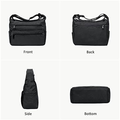VOLGANIK ROCK RFID Purses for Women Fabric Nylon Multi Pocket Crossbody Bag Ladies Travel Handbag - color: Black, size: Standard