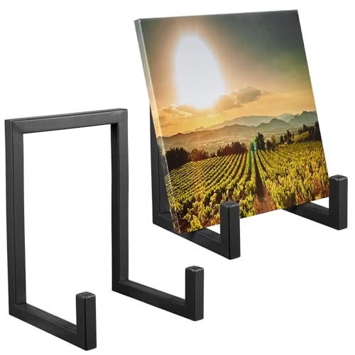 2 Pcs Large Plate Stands for Display Metal Frame Holder, Black, 6 Inch | Plate Display Stand, Picture Frame Stand, Decorative Table Top Easels for Picture Book, Platter, Photo - color: Black, size: 6 Inch