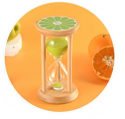 100% Bamboo Sand Timer Colorful Hourglass Timer Wooden Sandglass Reloj de Arena Mini 30Min Sand Clock for Toothbrush Games Classroom Home Office Cooking(Lemon Green, 30Min) - color: Lemon+green, size: 30Min