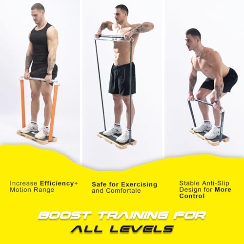 Resistance Band Workout Footplate - Wood Exercise Platform with Non-Slip Surface for Band Training, Stretching, and Full-Body Home Gym