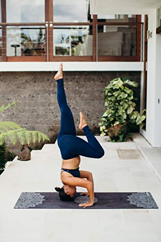 YOGA DESIGN LAB | The Combo Yoga Mat | 2-in-1 Mat+Towel | Eco Luxury | Ideal for Hot Yoga, Power, Bikram, Ashtanga, Sweat | Studio Quality | Includes Carrying Strap! - color: Mandala Black, size: 5.5mm