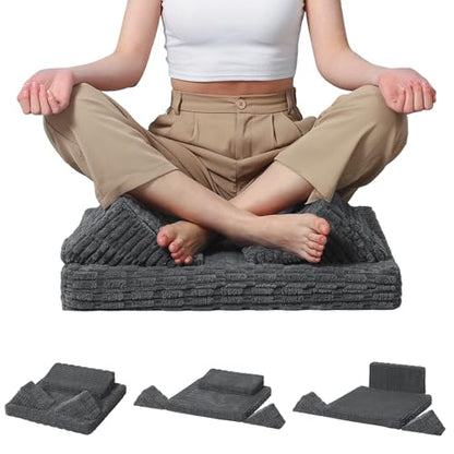 Meditation Cushion, Meditation Mat with Knee Support, Grey - color: Classic Grey, size: 24X24X2 Inch