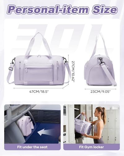 Gym Bag for Women with Shoes Compartment Travel Duffel Bag Purple - color: J3-Purple