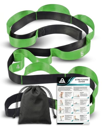 Acozycoo Stretching Strap with Loops for Physical Therapy,Knee,Calf,Back - color: Green, size: Length: 86 Inch, Width: 1.5 Inch