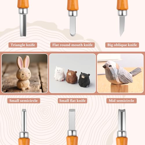 26 in 1 Wood Carving Tools Kit for Beginners | Complete Woodworking Tools Set, Wood Whittling Starter Kit, 4 Wood Knives and 6 Chisels, For Woodworking DIY Hobby Projects