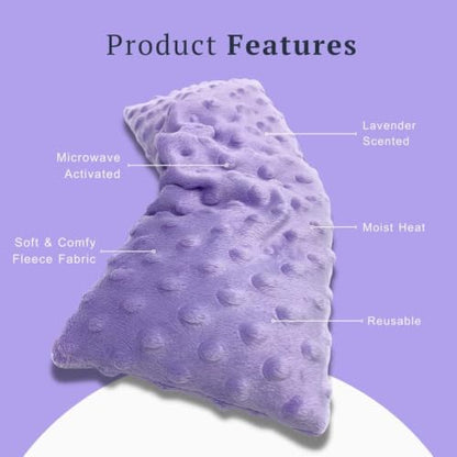 Mumu Wraps Heating Pad Microwavable - Lavender Scented Microwave Heating Pad for Pain Relief, Cramps, Muscle Ache, Joints, Neck, Shoulder, Back Pain, Warm Compress Moist Heat Pack (Lavender)