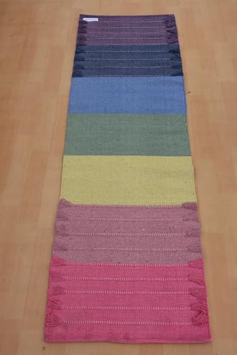 Jaipur Art & Rugs Cotton Yoga Rug - Eco-Friendly Hand-Woven Thick Mat (24”x72”x5mm) for Everyday Fitness at Home - Comfortable & Extra-Long - color: Multicolor 10