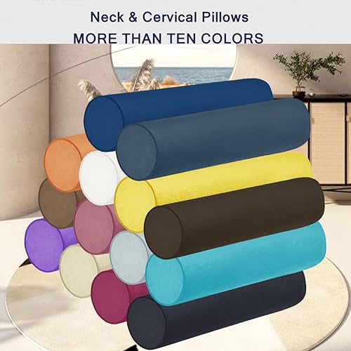 Memory Foam 26x6 Neck Pillows for Sleeping, Neck Pain Relief, Side Back Stomach Sleeper, Car or Office Chair Sofa,Support Cervical Pillow with Soft Velvet Pillowcase - Light Coffee - color: Light Coffee, size: 26X6