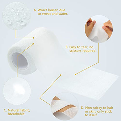 Nuanchu 5 Rolls 25 Yards Mummy Bandage Wrap Gauze Halloween Costume | Self Adhesive Stretch Bandage Rolls, Easy Wrap for Cosplay Mummy Halloween Costume Party, Fits Women Men