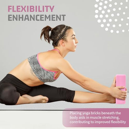 biguphate 2 Pack Yoga Blocks, 3"x6"x9" Rounded Edges Non-Slip, Yoha Bricks | Supportive Latex Free, Lightweight Ideal Pilates Block for Pilates Meditation Balance Stretching Deep Poses - color: Light Pink