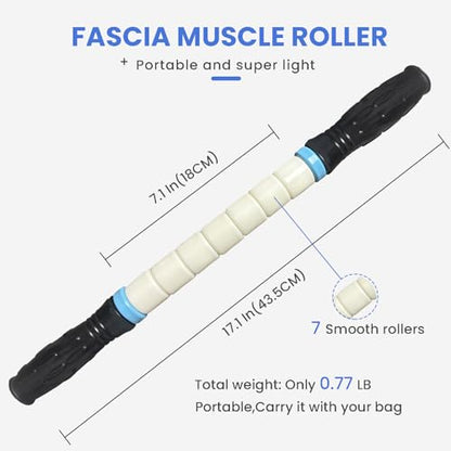 Muscle Roller Stick Ctwctr Massage Roller for Lymphatic Drainage, Cellulite Massager, Leg Massager for Circulation and Pain Relief, Deep Tissue & Trigger Point Massage - color: White